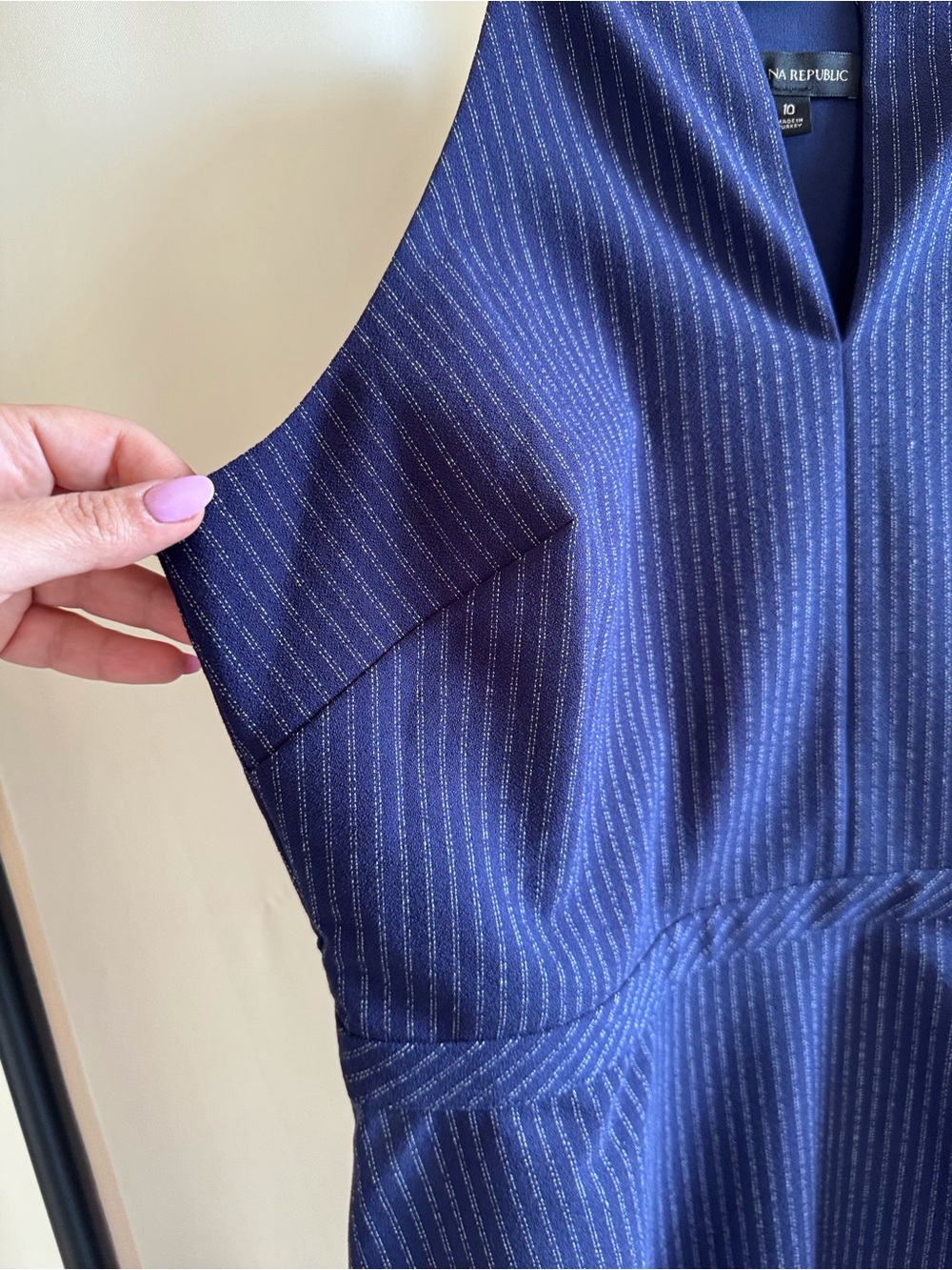 Banana Republic Navy Pinstripe Notch-Neck Peplum Cami women - Picture 6 of 11